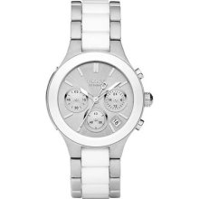 Dkny Stainless Steel White Ceramic Center Links Beautiful Stunning Women's Watch