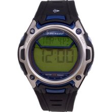 Dunlop DUN-44G03 - Dunlop Digital Men Watch, Blue Details And Black Rubber Band.