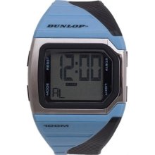 Dunlop Watches Men's Squere Digital with Black and Blue Rubber Strap