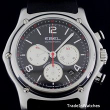 Ebel 1911 Xxl Mens Automatic Chronograph Watch 9137260 Chronometer $5490 Msrp