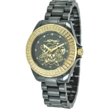 Ed Hardy Womens Goldtone & Black Resin Watch