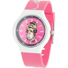 Ed Hardy Women's Neo NE-PK Pink Rubber Quartz Watch with Pink Dia ...