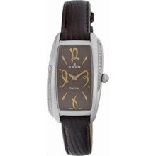 Edox Women's 21222 3D BRIR First Lady Brown Dial Diamond Watch ...