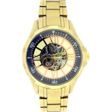 Elgin Men's Full Automatic Watch with Rose Arabic Dial, Goldtone