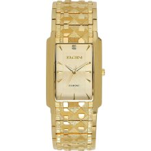 Elgin Mens Gold Tone Rectangle Case with Bark Finish Watch - M Z
