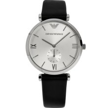 Emporio Armani Round Leather Strap Watch, 40mm