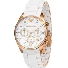 Emporio Armani Womens White Chronograph Watch Ar5920