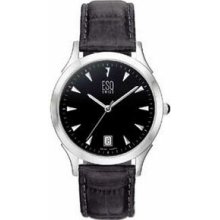 Esq Ladies Round Watch W/ Roman Numeral Dial & Black Leather Strap