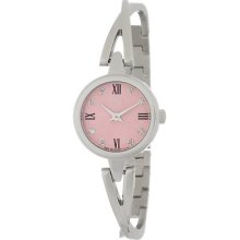 Esq Movado Sienna Stainless Steel Diamond Pink Dial Womens Bangle Watch 07101358