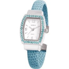 Ewatchfactory Birthstone Bangle Cuff Women's Quartz Watch With White Dial Analogue Display And Blue Plastic Or Pu Cuff 0914Bg0012