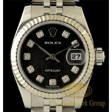 Excellent 18k White Gold & S.s. Rolex Diamond Datejust Ladies Watch Ref. 179174