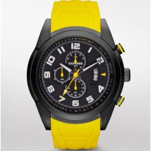 Express Mens Chronograph Silicone Strap Watch Yellow Yellow, No Size