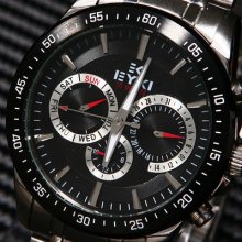 Eyki Men's Oversized Calendar Steel Strap Classical Business Quartz Wrist Watch