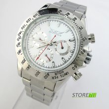Fashion 3 Sub-dials Automatic Mechanical Gentle Mens Stainless Steel Wrist Watch