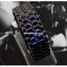 Fashion Color Storm Men Lady Blue/red Led Metal/acrylic Digital Samurai Watches