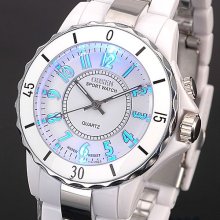 Fashion Ohsen Black / Wite Steel Led Light Men Boy Quartz Sport Band Wrist Watch