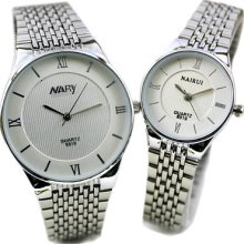 Fashion Women Men Couples Classic Dial Quartz Wrist Watch Stainless Steel Band