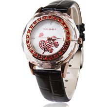 Fashionable PC Quartz Wrist with Watch Black Leather Band