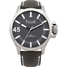 Fcuk Black And White Leather Strap Unisex Quartz Watch Fc1140b