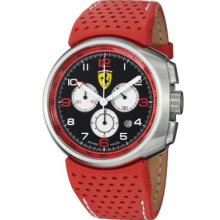 Ferrari Men's Classic Swiss Made Quartz Red Perforated Leather Strap Watch