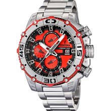 Festina Chrono Bike 2012 Men's Quartz Watch With Red Dial Chronograph Display And Silver Stainless Steel Bracelet F16599/8