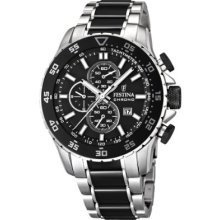 Festina Men's Quartz Watch With Black Dial Chronograph Display And Black Stainless Steel Bracelet F16628/3