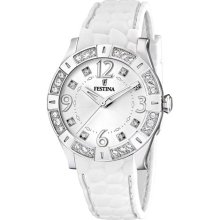 Festina Womens Dream Stainless Watch - White Leather Strap - Whit ...
