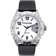 Firetrap Mens White Dial Black Strap Designer Watch - Ft1017