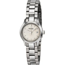Fossil Archival Mini Silver Dial Stainless Steel Ladies Watch Es3165