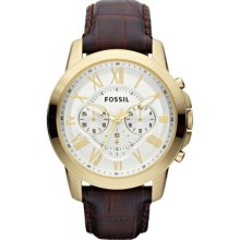 Fossil Chronograph Grant Brown Croc Embossed Leather Strap Mens Watch FS4767