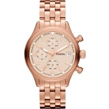 Fossil Compass Rose Gold-Tone Chronograph Ladies Watch JR1435