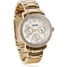 Fossil ES2968 Mother-of-pearl Round Dial Gold tone metal Women's Watch - Metal - Gold