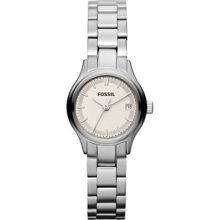 Fossil Es3165 Archival Mini Silver Dial Stainless Steel Womens Watch