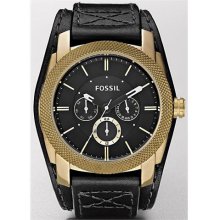 Fossil Machine Cuff Vintaged Bronze Leather Mens Watch DE5014