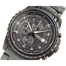 Fossil Men's Black Ion Plated Stainless Steel Chronograph Watch With Date Ch2473
