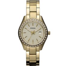 Fossil 'Mini Stella' Crystal Bezel Bracelet Watch, 30mm Gold