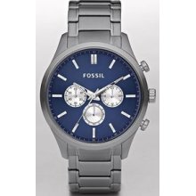 Fossil Walter Plated Stainless Steel Watch - Grey with Blue FS4631