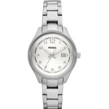 Fossil Women's Mini Flight Stainless Steel White Dial Watch Am4364