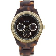 Fossil Women's Stella ES2795 Brown Plastic Quartz Watch with Brown Dial
