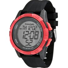 Freestyle 'Kampus' Round Digital Watch, 47mm Black/ Red
