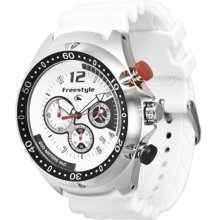 Freestyle Mens Hammerhead XL Custom Chronograph Stainless Watch - White Rubber Strap - White Dial - FS81323