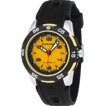 Freestyle Mens The Kampus Classic Analog Stainless Watch - Black Rubber Strap - Yellow Dial - FS80937