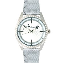 French Connection Faux Crocodile Strap Watch White