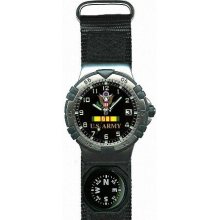 Frontier Watches Black US Army Velcro Strap Watch with Compass