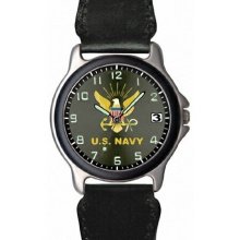 Frontier Watches US Navy Leather-Nylon Strap Watch