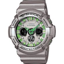 G-shock Plastic Resin Case And Bracelet Silver And Green Tone Digital-