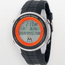 Game Time Miami Marlins Stainless Steel Digital Schedule Watch -