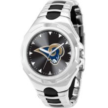 Game Time Watch, Mens St. Louis Rams Black Rubber and Stainless Steel