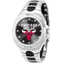 Game Time Watch, Mens Chicago Bulls Black Rubber and Stainless Steel B