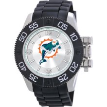 Game Time Watch, Mens Miami Dolphins Black Polyurethane Strap 47mm Nfl